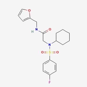 molecular formula C19H23FN2O4S B3470511 2-[cyclohexyl-(4-fluorophenyl)sulfonylamino]-N-(furan-2-ylmethyl)acetamide 