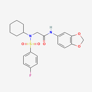 molecular formula C21H23FN2O5S B3470520 N~1~-1,3-benzodioxol-5-yl-N~2~-cyclohexyl-N~2~-[(4-fluorophenyl)sulfonyl]glycinamide 