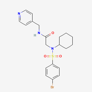 molecular formula C20H24BrN3O3S B3470521 2-[(4-bromophenyl)sulfonyl-cyclohexylamino]-N-(pyridin-4-ylmethyl)acetamide 