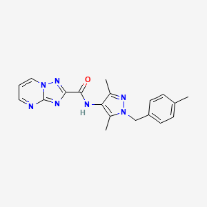 molecular formula C19H19N7O B3470662 N-[3,5-dimethyl-1-(4-methylbenzyl)-1H-pyrazol-4-yl][1,2,4]triazolo[1,5-a]pyrimidine-2-carboxamide 