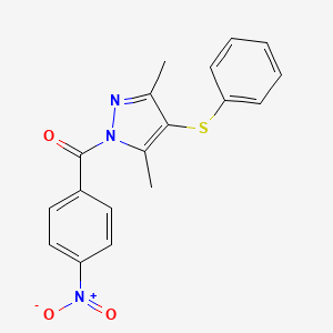 molecular formula C18H15N3O3S B3470796 3,5-dimethyl-1-(4-nitrobenzoyl)-4-(phenylthio)-1H-pyrazole CAS No. 5313-02-0