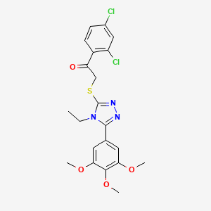 molecular formula C21H21Cl2N3O4S B3470858 1-(2,4-dichlorophenyl)-2-{[4-ethyl-5-(3,4,5-trimethoxyphenyl)-4H-1,2,4-triazol-3-yl]thio}ethanone 