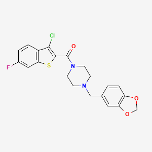 molecular formula C21H18ClFN2O3S B3470875 1-(1,3-benzodioxol-5-ylmethyl)-4-[(3-chloro-6-fluoro-1-benzothien-2-yl)carbonyl]piperazine 