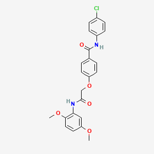 molecular formula C23H21ClN2O5 B3470894 N-(4-chlorophenyl)-4-{2-[(2,5-dimethoxyphenyl)amino]-2-oxoethoxy}benzamide 