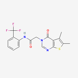 2-(5,6-dimethyl-4-oxothieno[2,3-d]pyrimidin-3(4H)-yl)-N-[2-(trifluoromethyl)phenyl]acetamide