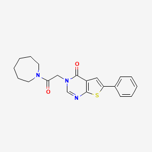 molecular formula C20H21N3O2S B3470940 3-[2-(1-azepanyl)-2-oxoethyl]-6-phenylthieno[2,3-d]pyrimidin-4(3H)-one 