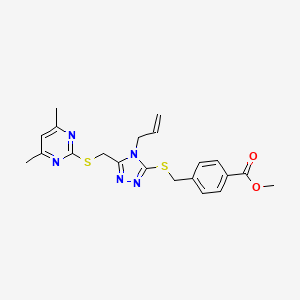 molecular formula C21H23N5O2S2 B3470973 methyl 4-{[(4-allyl-5-{[(4,6-dimethyl-2-pyrimidinyl)thio]methyl}-4H-1,2,4-triazol-3-yl)thio]methyl}benzoate 