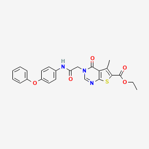 molecular formula C24H21N3O5S B3471067 ethyl 5-methyl-4-oxo-3-{2-oxo-2-[(4-phenoxyphenyl)amino]ethyl}-3,4-dihydrothieno[2,3-d]pyrimidine-6-carboxylate 