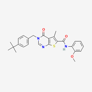 molecular formula C26H27N3O3S B3471072 3-(4-tert-butylbenzyl)-N-(2-methoxyphenyl)-5-methyl-4-oxo-3,4-dihydrothieno[2,3-d]pyrimidine-6-carboxamide 