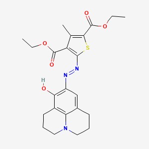 diethyl 3-methyl-5-[2-(8-oxo-2,3,6,7-tetrahydro-1H,5H-pyrido[3,2,1-ij]quinolin-9(8H)-ylidene)hydrazino]-2,4-thiophenedicarboxylate