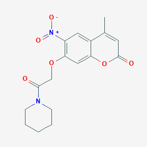 4-methyl-6-nitro-7-[2-oxo-2-(1-piperidinyl)ethoxy]-2H-chromen-2-one