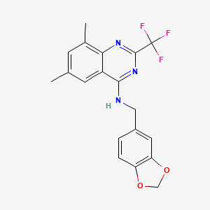 molecular formula C19H16F3N3O2 B3471226 N-(1,3-benzodioxol-5-ylmethyl)-6,8-dimethyl-2-(trifluoromethyl)-4-quinazolinamine 