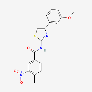 molecular formula C18H15N3O4S B3471274 N-[4-(3-methoxyphenyl)-1,3-thiazol-2-yl]-4-methyl-3-nitrobenzamide 