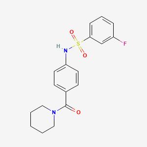 molecular formula C18H19FN2O3S B3471315 3-fluoro-N-[4-(1-piperidinylcarbonyl)phenyl]benzenesulfonamide 