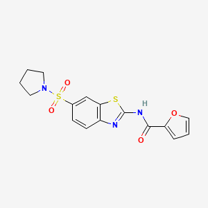 molecular formula C16H15N3O4S2 B3471357 N-[6-(1-pyrrolidinylsulfonyl)-1,3-benzothiazol-2-yl]-2-furamide 