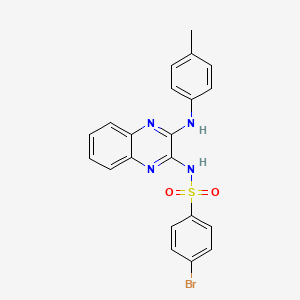 molecular formula C21H17BrN4O2S B3471765 4-bromo-N-{3-[(4-methylphenyl)amino]-2-quinoxalinyl}benzenesulfonamide 