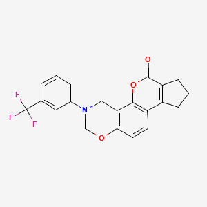 molecular formula C21H16F3NO3 B3471773 3-[3-(trifluoromethyl)phenyl]-3,4,8,9-tetrahydro-2H-cyclopenta[3,4]chromeno[8,7-e][1,3]oxazin-6(7H)-one 