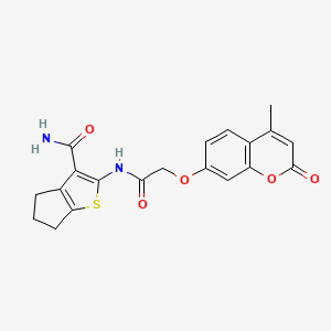 2-[[2-(4-methyl-2-oxochromen-7-yl)oxyacetyl]amino]-5,6-dihydro-4H-cyclopenta[b]thiophene-3-carboxamide