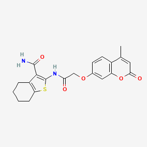 molecular formula C21H20N2O5S B3471826 2-({[(4-methyl-2-oxo-2H-chromen-7-yl)oxy]acetyl}amino)-4,5,6,7-tetrahydro-1-benzothiophene-3-carboxamide 