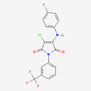 molecular formula C17H9ClF4N2O2 B3471859 3-chloro-4-[(4-fluorophenyl)amino]-1-[3-(trifluoromethyl)phenyl]-1H-pyrrole-2,5-dione 