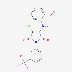 molecular formula C17H10ClF3N2O3 B3471892 3-chloro-4-[(2-hydroxyphenyl)amino]-1-[3-(trifluoromethyl)phenyl]-1H-pyrrole-2,5-dione 