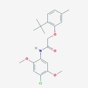 molecular formula C21H26ClNO4 B3471942 2-(2-tert-butyl-5-methylphenoxy)-N-(4-chloro-2,5-dimethoxyphenyl)acetamide 