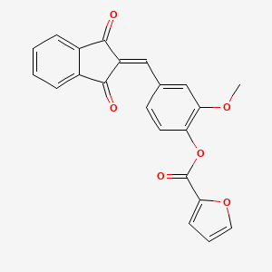 molecular formula C22H14O6 B3471970 4-[(1,3-dioxo-1,3-dihydro-2H-inden-2-ylidene)methyl]-2-methoxyphenyl 2-furoate 