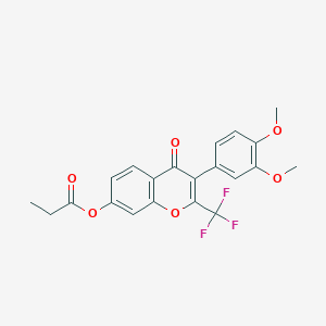 3-(3,4-dimethoxyphenyl)-4-oxo-2-(trifluoromethyl)-4H-chromen-7-yl propionate