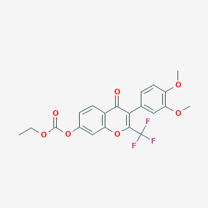 3-(3,4-dimethoxyphenyl)-4-oxo-2-(trifluoromethyl)-4H-chromen-7-yl ethyl carbonate