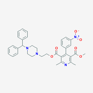 molecular formula C35H36N4O6 B034721 2-(4-(二苯甲基)-1-哌嗪基)乙基甲基-2,6-二甲基-4-(3-硝基苯基)-3,5-吡啶二甲酸酯 CAS No. 104305-93-3