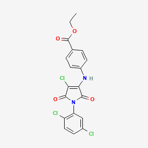 molecular formula C19H13Cl3N2O4 B3472364 ethyl 4-{[4-chloro-1-(2,5-dichlorophenyl)-2,5-dioxo-2,5-dihydro-1H-pyrrol-3-yl]amino}benzoate 