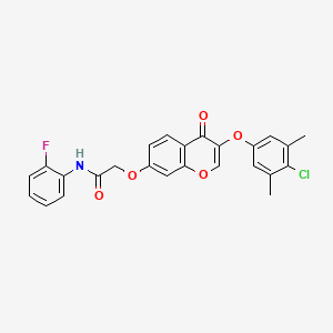 molecular formula C25H19ClFNO5 B3472432 2-{[3-(4-chloro-3,5-dimethylphenoxy)-4-oxo-4H-chromen-7-yl]oxy}-N-(2-fluorophenyl)acetamide 