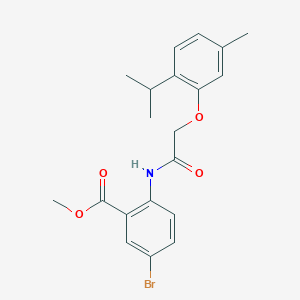 molecular formula C20H22BrNO4 B3472586 methyl 5-bromo-2-{[(2-isopropyl-5-methylphenoxy)acetyl]amino}benzoate 