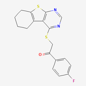 molecular formula C18H15FN2OS2 B3472641 1-(4-fluorophenyl)-2-(5,6,7,8-tetrahydro[1]benzothieno[2,3-d]pyrimidin-4-ylthio)ethanone 