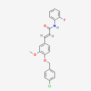 molecular formula C23H19ClFNO3 B3472669 3-{4-[(4-chlorobenzyl)oxy]-3-methoxyphenyl}-N-(2-fluorophenyl)acrylamide 