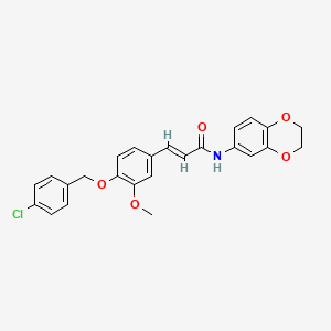 3-{4-[(4-chlorobenzyl)oxy]-3-methoxyphenyl}-N-(2,3-dihydro-1,4-benzodioxin-6-yl)acrylamide