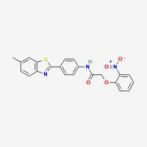 molecular formula C22H17N3O4S B3472727 N-[4-(6-methyl-1,3-benzothiazol-2-yl)phenyl]-2-(2-nitrophenoxy)acetamide 