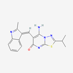 molecular formula C18H17N5OS B3473192 (6E)-5-imino-6-[(2-methyl-1H-indol-3-yl)methylidene]-2-(propan-2-yl)-5,6-dihydro-7H-[1,3,4]thiadiazolo[3,2-a]pyrimidin-7-one 