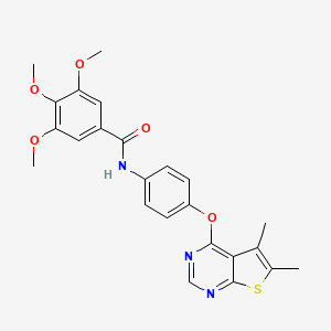 molecular formula C24H23N3O5S B3473469 N-[4-({5,6-dimethylthieno[2,3-d]pyrimidin-4-yl}oxy)phenyl]-3,4,5-trimethoxybenzamide 