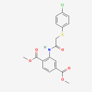 molecular formula C18H16ClNO5S B3473504 dimethyl 2-({[(4-chlorophenyl)thio]acetyl}amino)terephthalate 