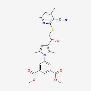 molecular formula C26H25N3O5S B3473509 dimethyl 5-(3-{[(3-cyano-4,6-dimethyl-2-pyridinyl)thio]acetyl}-2,5-dimethyl-1H-pyrrol-1-yl)isophthalate 