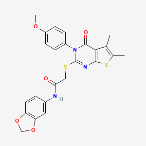 molecular formula C24H21N3O5S2 B3473534 N-(2H-1,3-benzodioxol-5-yl)-2-{[3-(4-methoxyphenyl)-5,6-dimethyl-4-oxo-3H,4H-thieno[2,3-d]pyrimidin-2-yl]sulfanyl}acetamide 