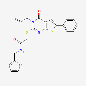 molecular formula C22H19N3O3S2 B3473545 N-(furan-2-ylmethyl)-2-(4-oxo-6-phenyl-3-prop-2-enylthieno[2,3-d]pyrimidin-2-yl)sulfanylacetamide 