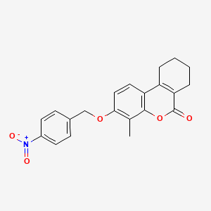 molecular formula C21H19NO5 B3473552 4-methyl-3-[(4-nitrobenzyl)oxy]-7,8,9,10-tetrahydro-6H-benzo[c]chromen-6-one CAS No. 6147-35-9