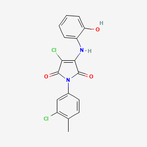 molecular formula C17H12Cl2N2O3 B3473571 3-CHLORO-1-(3-CHLORO-4-METHYLPHENYL)-4-[(2-HYDROXYPHENYL)AMINO]-2,5-DIHYDRO-1H-PYRROLE-2,5-DIONE 