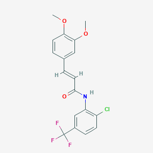 molecular formula C18H15ClF3NO3 B3473627 N-[2-chloro-5-(trifluoromethyl)phenyl]-3-(3,4-dimethoxyphenyl)acrylamide 