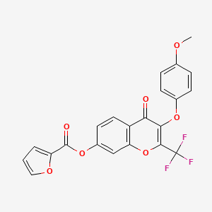 molecular formula C22H13F3O7 B3473684 3-(4-methoxyphenoxy)-4-oxo-2-(trifluoromethyl)-4H-chromen-7-yl furan-2-carboxylate 