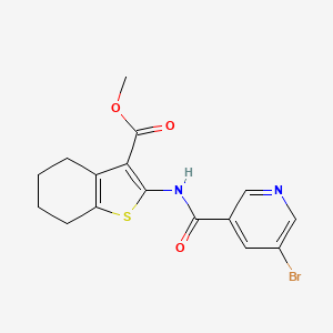 molecular formula C16H15BrN2O3S B3473714 Methyl 2-{[(5-bromopyridin-3-yl)carbonyl]amino}-4,5,6,7-tetrahydro-1-benzothiophene-3-carboxylate 