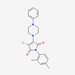 molecular formula C22H22ClN3O2 B3473729 3-chloro-1-(2,4-dimethylphenyl)-4-(4-phenylpiperazin-1-yl)-1H-pyrrole-2,5-dione CAS No. 6158-04-9