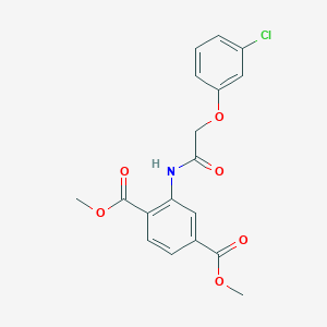 molecular formula C18H16ClNO6 B3473794 Dimethyl 2-[[2-(3-chlorophenoxy)acetyl]amino]benzene-1,4-dicarboxylate 